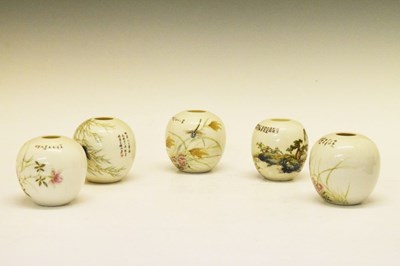 Lot 182 - Five Chinese Republic period porcelain ovoid vases