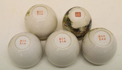 Lot 182 - Five Chinese Republic period porcelain ovoid vases