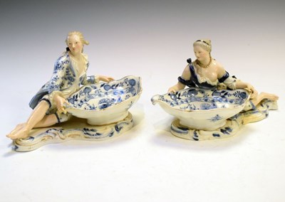 Lot 286 - Pair of Meissen figural sweetmeat dishes