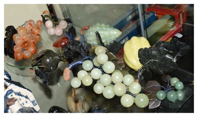 Lot 316 - Collection of Chinese polished hardstone fruit