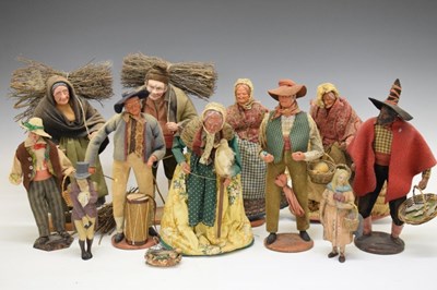 Lot 255 - Post-war Santon figures, and spelter Dickensian figures