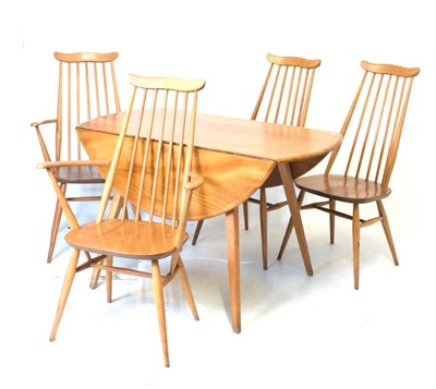 Lot 398 - Ercol - Drop-leaf table and set of four chairs