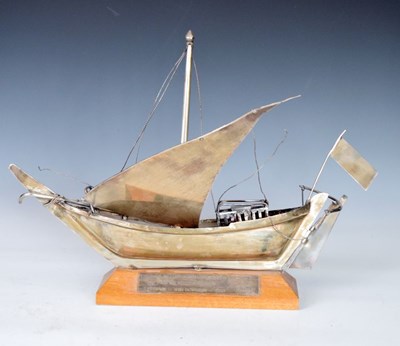 Lot 136 - Middle Eastern white metal model yacht