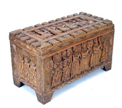 Lot 436 - West African carved wooden trunk or bedding chest