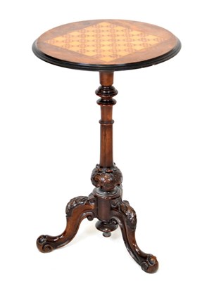 Lot 375 - Victorian inlaid walnut pedestal games table