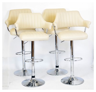 Lot 409 - Set of four cream leatherette breakfast bar chairs