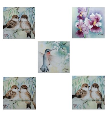 Lot 324 - Five ceramic tiles - Singapore Airlines