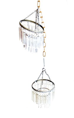 Lot 573 - Pair of lustre drop light fittings