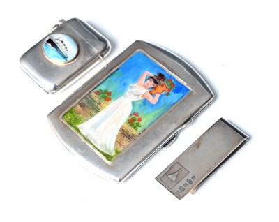 Lot 141 - Titanic silver vesta case, cigarette case and Concorde money clip