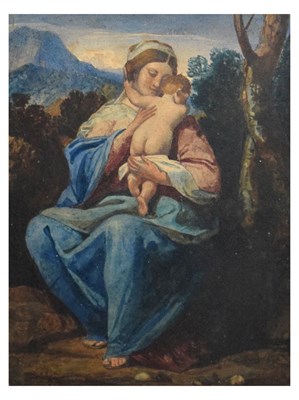 Lot 385 - Late 19th Century  - Watercolour - Madonna and Child