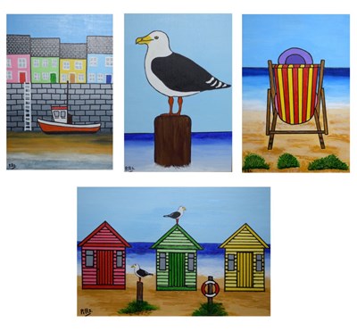 Lot 432 - A C Pillinger (Pills) - Four acrylics on board