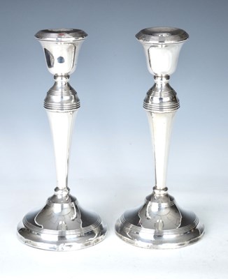 Lot 138 - Pair of Elizabeth II silver candlestick