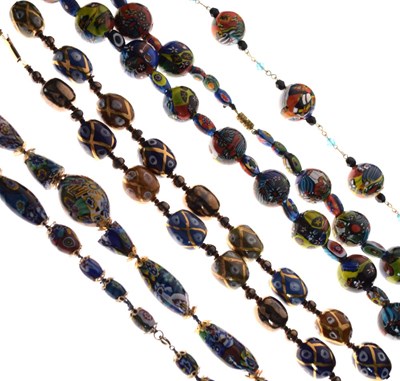 Lot 95 - Four Italian Murano glass bead necklaces