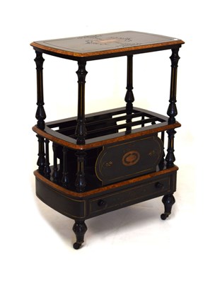 Lot 563 - Ebonised and amboyna wood Canterbury