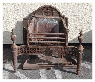 Lot 482 - Iron dog/ fire grate and fire back