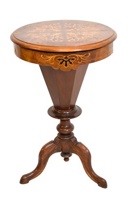 Lot 400 - Victorian inlaid walnut work table