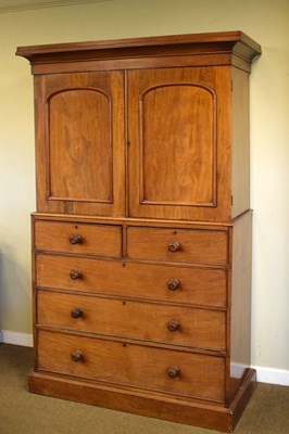 Lot 580 - Victorian mahogany linen press