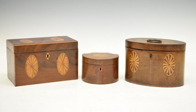 Lot 476 - Two inlaid mahogany tea caddies, etc.