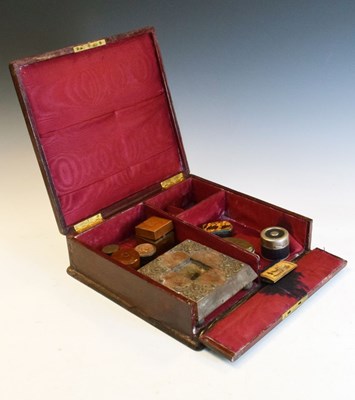 Lot 188 - Late Victorian morocco covered and silk lined stationery box, etc.