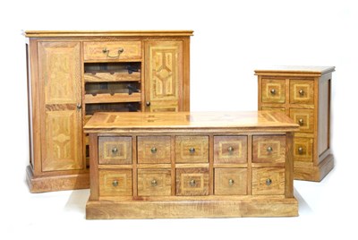 Lot 693 - Three pieces hardwood and marble inlay furniture