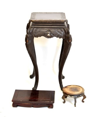 Lot 474 - Far Eastern carved jardiniere stand and two stands