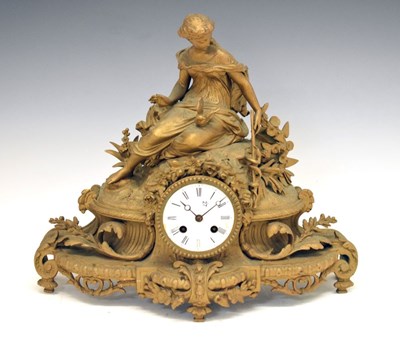 Lot 350 - 19th Century French gilt metal mantel clock