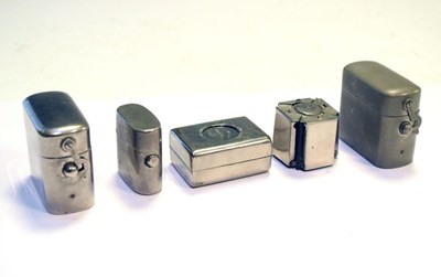 Lot 184 - Five white metal travelling inkwells