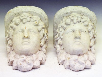 Lot 599 - Pair of plaster brackets in the form of maidens