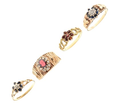 Lot 39 - Four various 9ct gold gem-set rings