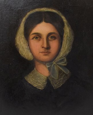 Lot 371 - 19th Century English School - oil on board - Portrait of a young woman
