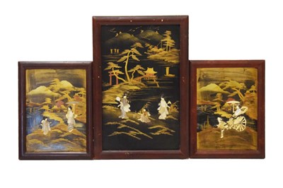Lot 196 - Three Japanese lacquer panels