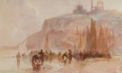 Lot 418 - Frank Rousse (1897-1917) - Watercolour - Fishermen and woman, Whitby Harbour