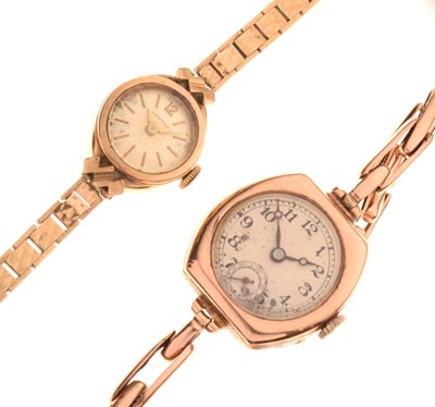 Lot 111 - Lady's Certina 9ct gold dress watch, together with a 9ct gold watch