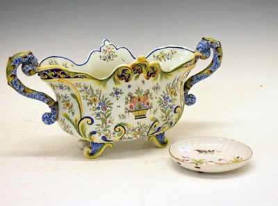 Lot 339 - French faience twin-handled jardiniere, etc.