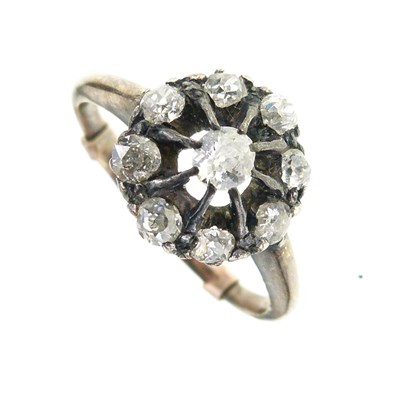 Lot 8 - Nine-stone diamond cluster ring