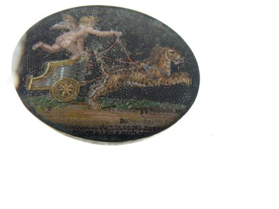 Lot 43 - 19th Century Italian 'Grand Tour' souvenir micromosaic panel - Eros and chariot