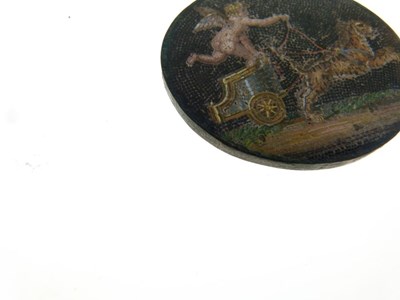 Lot 43 - 19th Century Italian 'Grand Tour' souvenir micromosaic panel - Eros and chariot