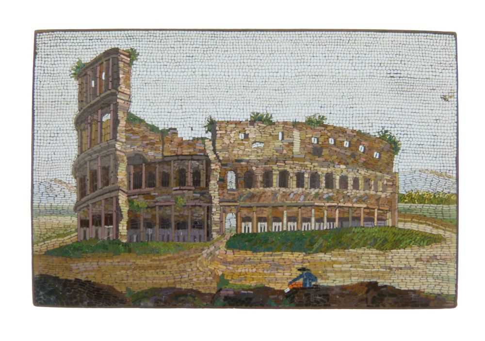 Lot 39 - 19th Century Italian 'Grand Tour' souvenir micromosaic panel