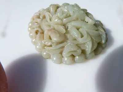 Lot 187 - Chinese carved celadon jade panel