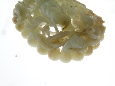 Lot 187 - Chinese carved celadon jade panel