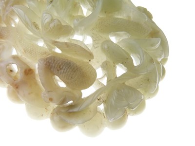 Lot 187 - Chinese carved celadon jade panel