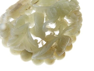 Lot 187 - Chinese carved celadon jade panel