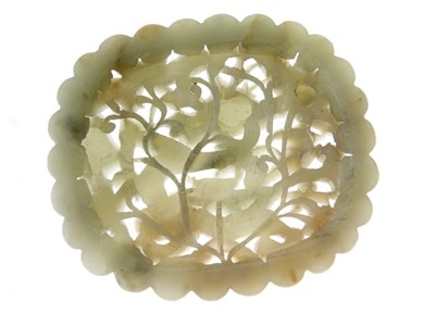 Lot 187 - Chinese carved celadon jade panel