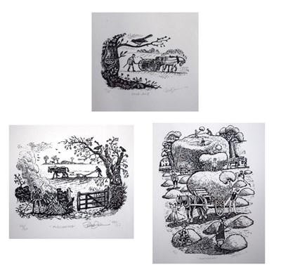 Lot 711 - Three limited edition farming woodcuts