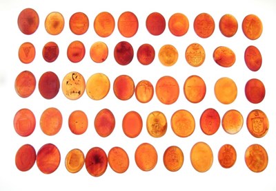 Lot 52 - Collection of fifty oval carnelian armorial intaglios