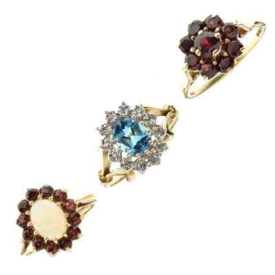 Lot 18 - Three 9ct gem-set dress rings