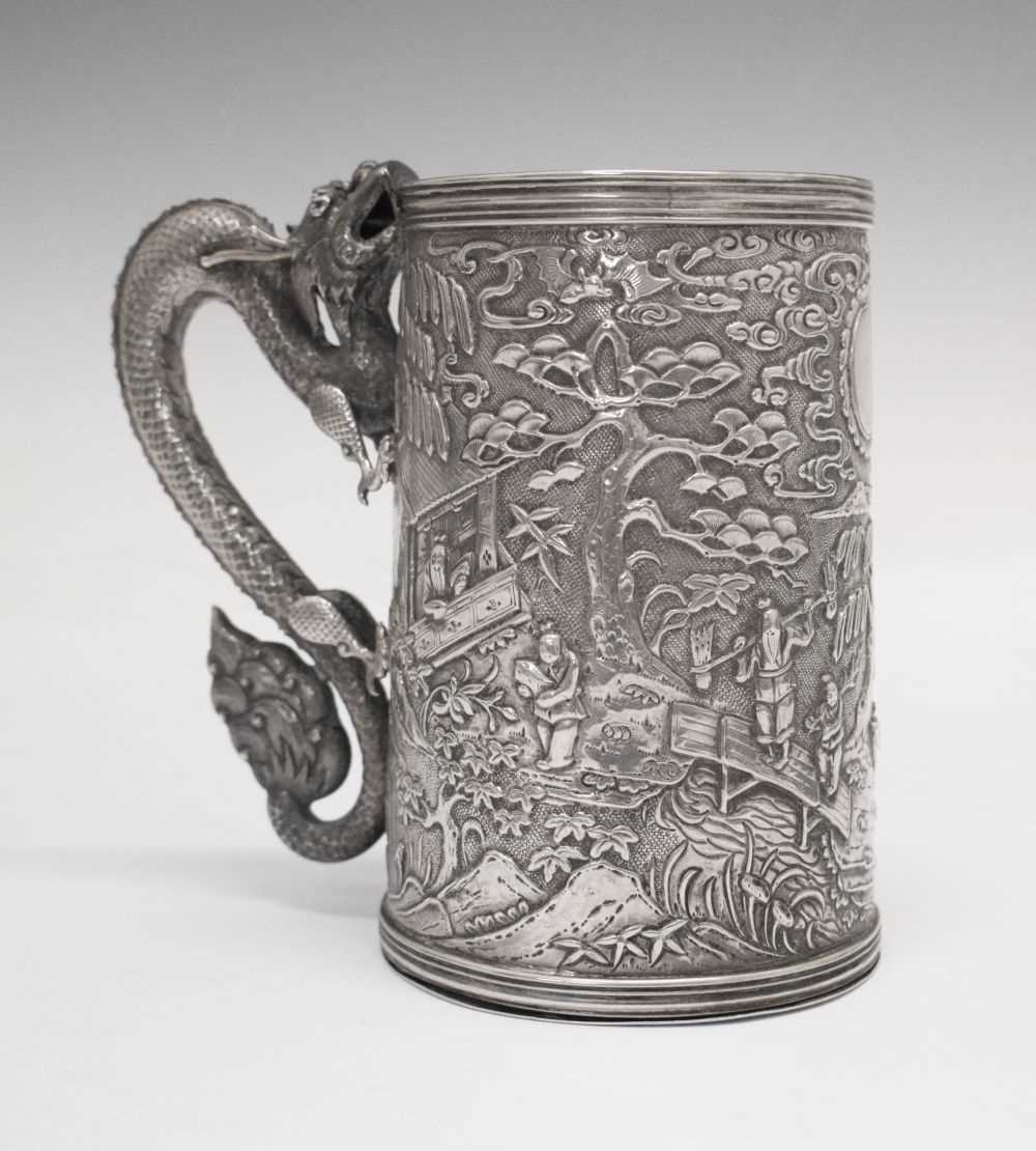 Lot 102 - Chinese export white metal mug