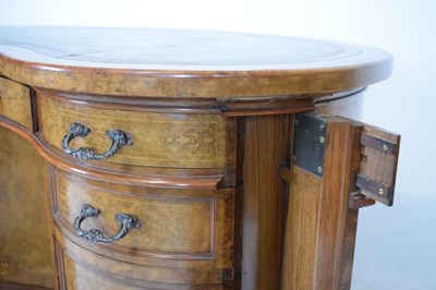 Lot 645 - Fine Victorian burr walnut kidney-shaped pedestal desk by Gillow & Co