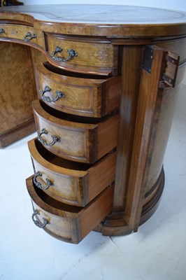 Lot 645 - Fine Victorian burr walnut kidney-shaped pedestal desk by Gillow & Co