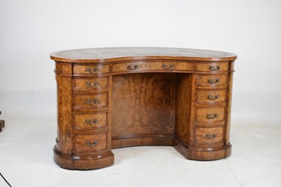 Lot 645 - Fine Victorian burr walnut kidney-shaped pedestal desk by Gillow & Co